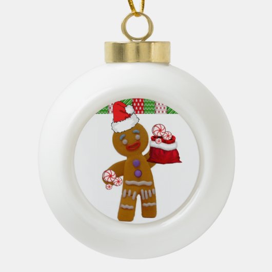 Weihnachts-Keramik Ball Ornament, Gingerbread Mann Keramik Kugel-Ornament (Vorderseite)