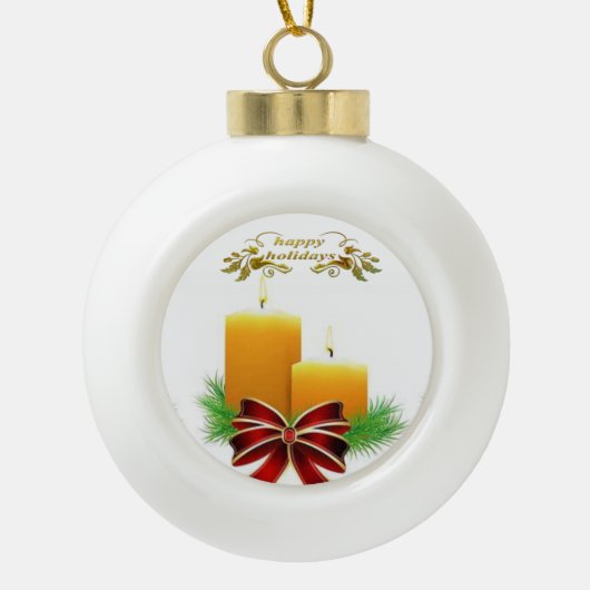 Weihnachts-Keramik Ball Ornament, glückliche Ferie Keramik Kugel-Ornament (Vorderseite)