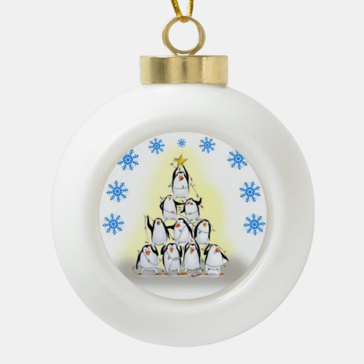 Weihnachts-Keramik Ball Ornament, Pinguin Keramik Kugel-Ornament (Vorderseite)