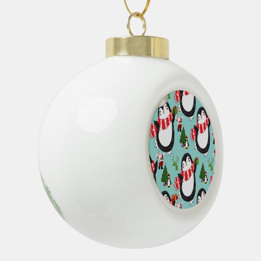 Weihnachts-Keramik Ball Ornament, Pinguin Keramik Kugel-Ornament (Links)