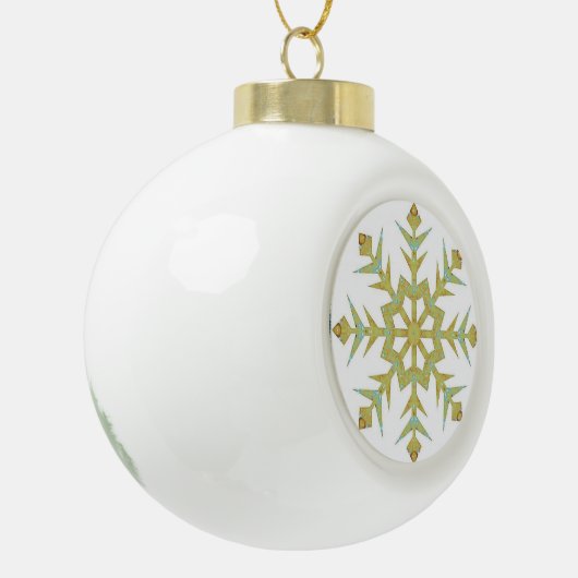 Weihnachts-Keramik Ball Ornament, Schneeflocke Keramik Kugel-Ornament (Links)