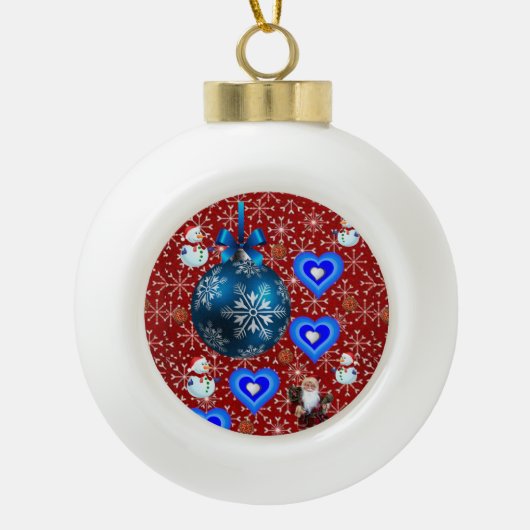 Weihnachts-Keramik Ball Ornament, Schneemann Keramik Kugel-Ornament (Vorderseite)
