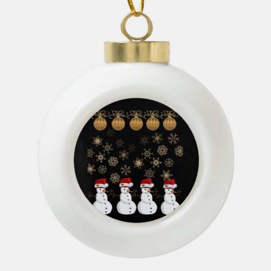 Weihnachts-Keramik Ball Ornament, Schneemann Keramik Kugel-Ornament (Vorderseite)