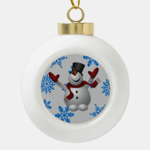 Weihnachts-Keramik Ball Ornament, Schneemann Keramik Kugel-Ornament