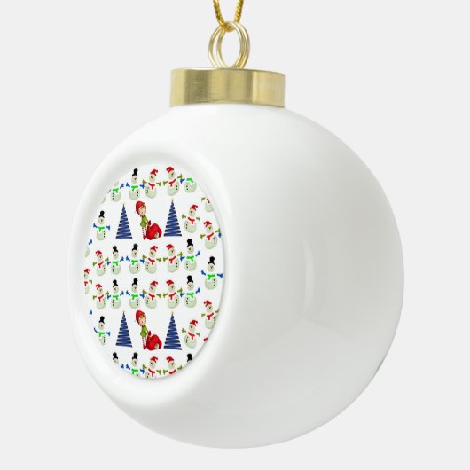 Weihnachts-Keramik Ball Ornament, Schneemann Keramik Kugel-Ornament (Rechts)