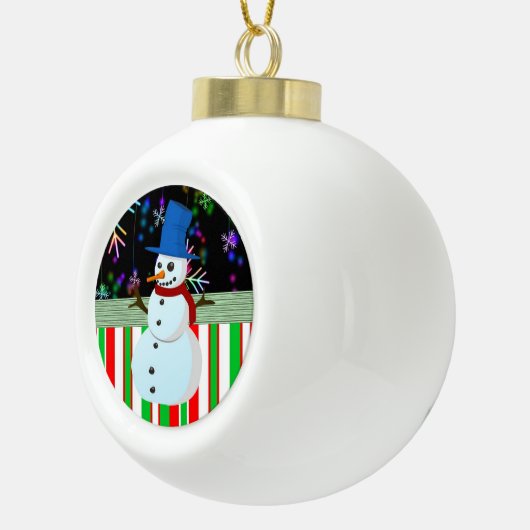 Weihnachts-Keramik Ball Ornament, Schneemann Keramik Kugel-Ornament (Rechts)