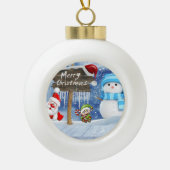 Weihnachts-Keramik Ball Ornament, Schneemann Keramik Kugel-Ornament (Vorderseite)