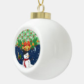 Weihnachts-Keramik Ball Ornament, Schneemann Keramik Kugel-Ornament (Rechts)