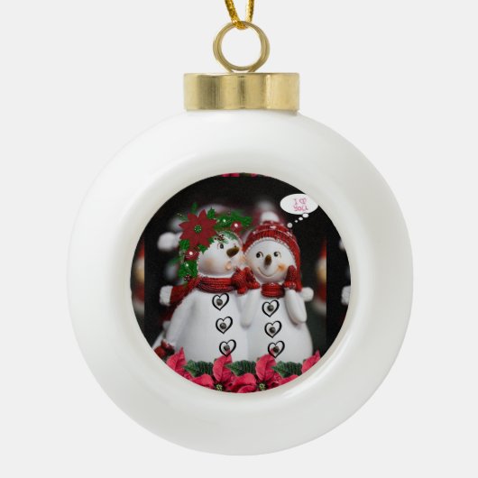 Weihnachts-Keramik Ball Ornament, Schneemann Keramik Kugel-Ornament (Vorderseite)