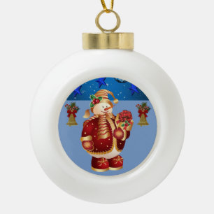 Weihnachts-Keramik Ball Ornament, Schneemann Keramik Kugel-Ornament