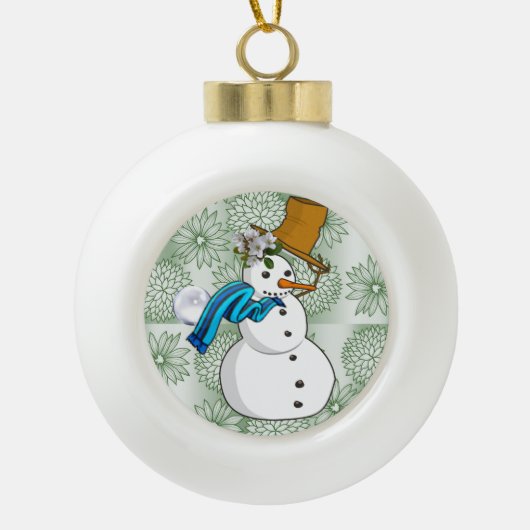 Weihnachts-Keramik Ball Ornament, Schneemann Keramik Kugel-Ornament (Vorderseite)