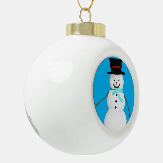 Weihnachts-Keramik Ball Ornament, Schneemann Keramik Kugel-Ornament (Links)