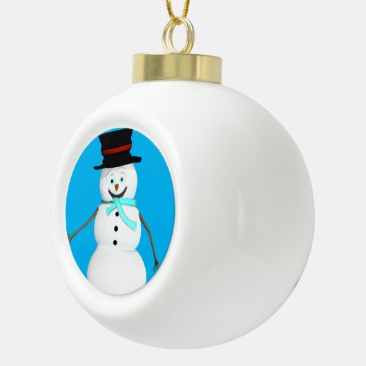 Weihnachts-Keramik Ball Ornament, Schneemann Keramik Kugel-Ornament (Rechts)