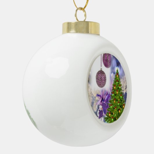 Weihnachts-Keramik Ball Ornament, Schneemann Keramik Kugel-Ornament (Links)