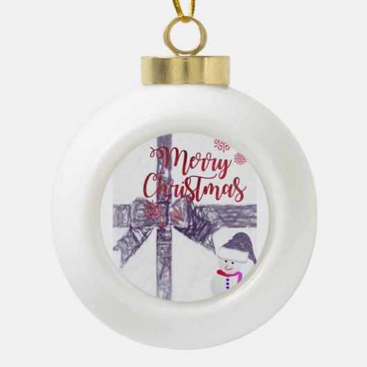 Weihnachts-Keramik Ball Ornament, Schneemann Keramik Kugel-Ornament (Vorderseite)