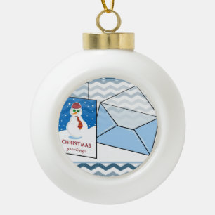 Weihnachts-Keramik Ball Ornament, Schneemann Keramik Kugel-Ornament