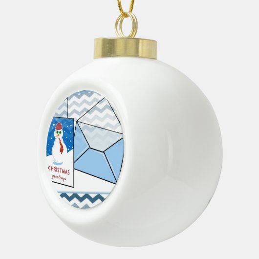 Weihnachts-Keramik Ball Ornament, Schneemann Keramik Kugel-Ornament (Rechts)