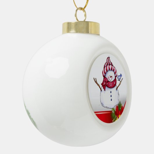 Weihnachts-Keramik Ball Ornament, Schneemann Keramik Kugel-Ornament (Links)