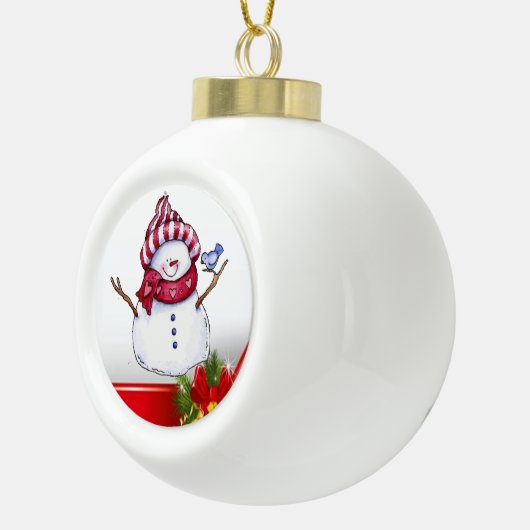 Weihnachts-Keramik Ball Ornament, Schneemann Keramik Kugel-Ornament (Rechts)