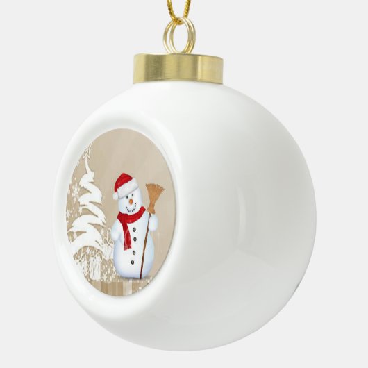 Weihnachts-Keramik Ball Ornament, Schneemann Keramik Kugel-Ornament (Rechts)