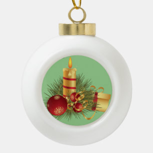 Weihnachts-Keramik Ball Ornament, Weihnachtskerze Keramik Kugel-Ornament