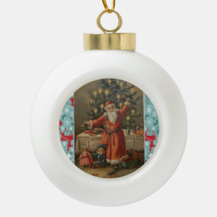 Weihnachts-Keramik-Kugelschmuck, Santa Vintage Keramik Kugel-Ornament
