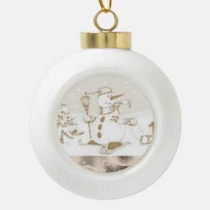 Weihnachts-Keramik-Kugelschmuck, Schneemann Keramik Kugel-Ornament