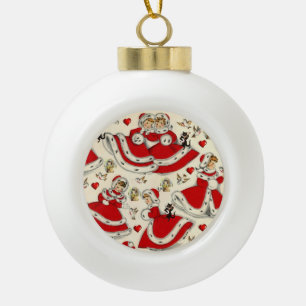 Weihnachts-Keramik-Kugelschmuck, Vintage Keramik Kugel-Ornament