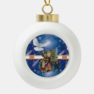 Weihnachts-Keramik-Kugelschmuck, Vintage Keramik Kugel-Ornament