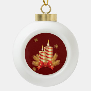 Weihnachts-Keramik-Kugelschmuck, Weihnachtskerze Keramik Kugel-Ornament