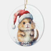 Weihnachts-Keramik Ornament mit Watercolor Hamster (Links)