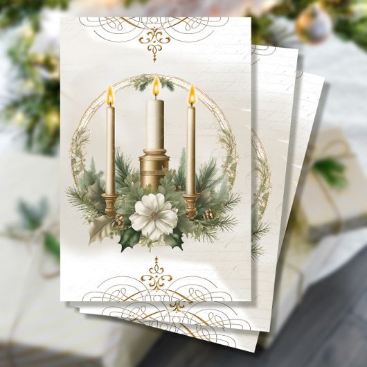 Weihnachts-Kerze Blumenkohl Ephemere Decoupage Seidenpapier