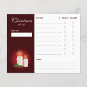 Weihnachts-Kerzen auf Rot - Weihnachtsgeschenkplän (Vorderseite)
