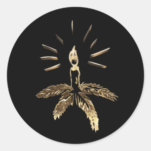 Weihnachts-Kerzenhalter Black Gold Elegante Runder Aufkleber