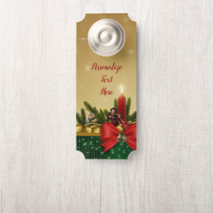 Weihnachts-Kerzenlicht-Buben & Gold-Glocken-Zimmer Türanhänger