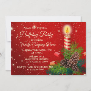 Weihnachts-Kerzenlicht Rotes Sparkle Party Einladung
