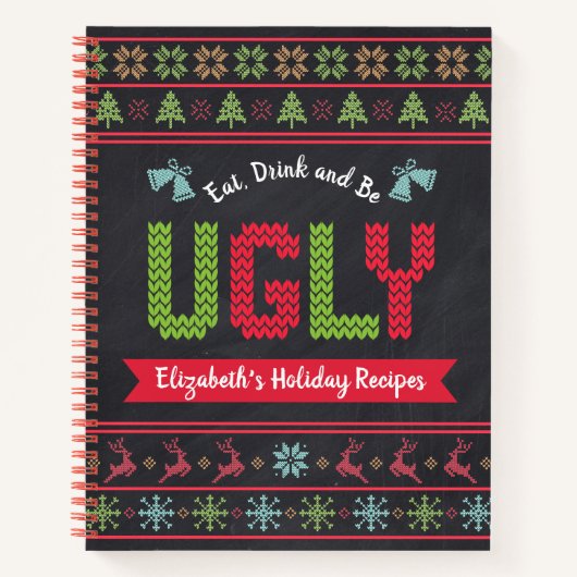 Weihnachts-Khalkboard Rezept Kochbuch Notizblock (Vorderseite)