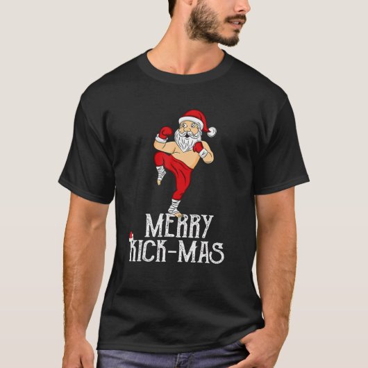 Weihnachts-Kickboxing Weihnachtsmann Merry Kick-Ma T-Shirt (Vorderseite)