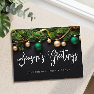 Weihnachts-Kiefer und Kugeln Frohe Festtage Postkarte