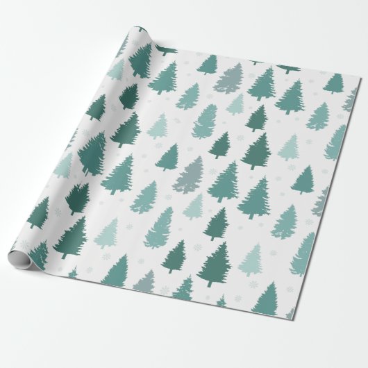 Weihnachts-Kiefern-Illustrationsmuster Geschenkpapier (Ungerollt)
