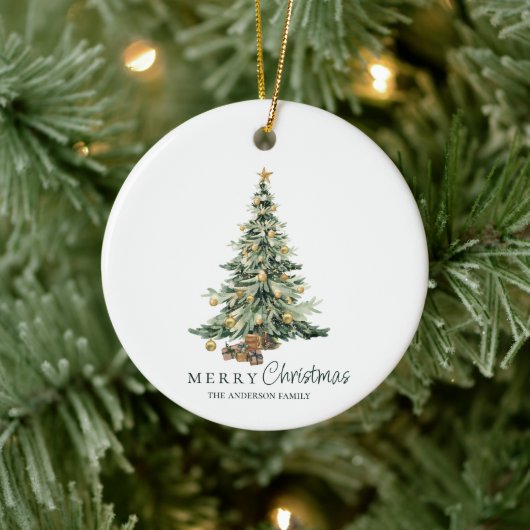 Weihnachts-Kiefernbaum-Foto-Familien-Schmuck Keramik Ornament (Baum)