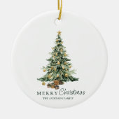 Weihnachts-Kiefernbaum-Foto-Familien-Schmuck Keramik Ornament (Vorne)