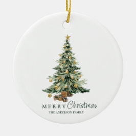 Weihnachts-Kiefernbaum-Foto-Familien-Schmuck Keramik Ornament