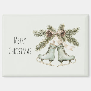 Weihnachts-Kieferzapfen-Schlittschuhe Magnet