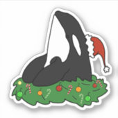 Weihnachts Killer Whale Orca Sticker (Vorderseite)