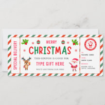Weihnachts-Kinder-Coupon-Zertifikat Rudolph Santa