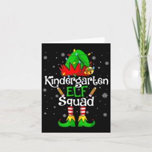 Weihnachts-Kindergarten Elf Squad Lehrerin Student Karte