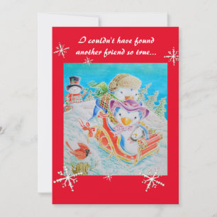 Weihnachts-Kinderkarte für einen Freund. Feiertagskarte