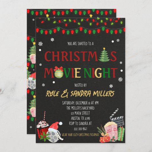Weihnachts-Kinoabend Einladung (Vorne/Hinten)