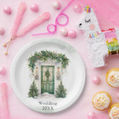 Weihnachts-Kirchentor Winterlandschaft Hochzeit Pappteller (Party)